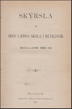 Skýrsla hins Lærða skóla í Reykjavík # 49066