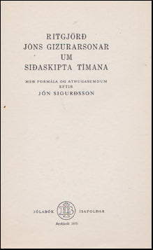 Ritgjörð Jóns Gizurarsonar um siðskipta tímana # 50693