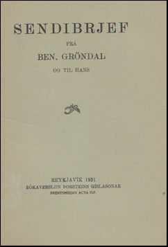 Sendibrjef frá Ben. Gröndal og til hans # 51796