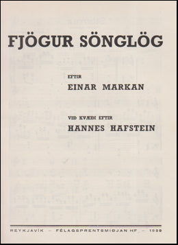 Fjögur sönglög # 52802