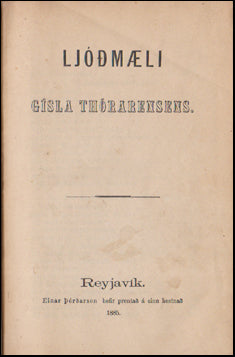 Ljóðmæli Gísla Thórarensens # 52805