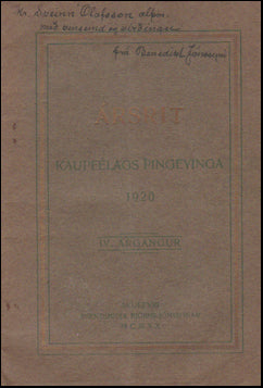 Ársrit Kaupfélags Þingeyinga 1920 # 53757