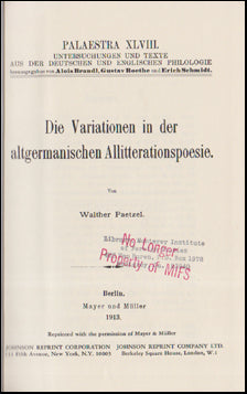 Die Variationen in der altgermanischen Allitterationspoesie # 53897