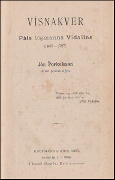 Vísnakver Páls lögmanns Vídalíns # 53984
