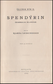 Spendýrin. (Mammalia Islandiæ) # 86674