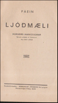 Fáein ljóðmæli Þorgeirs Markússonar # 55143