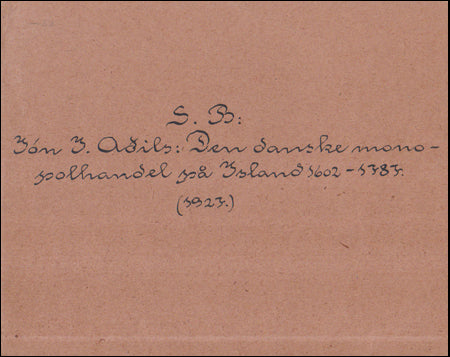 Ritdómur um bók Jóns J. Aðils Den danske monopolhandel på Island 1602 – 1787 # 55202