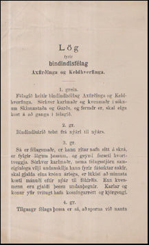 Lög fyrir bindindisfélag Axfirðinga og Keldhverfinga # 55526