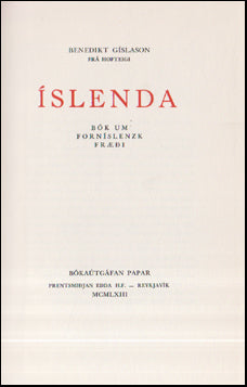 Íslenda. Bók um forníslenzk fræði # 56622