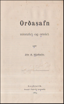 Orðasafn íslenzkt og enskt # 56759