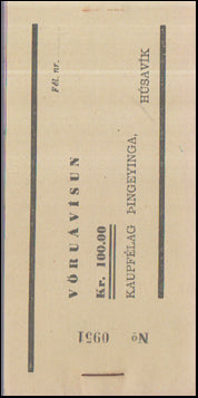 Vöruávísun. Kr. 100.00. # 57083