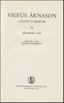 Vigfús Árnason lögréttumaður og afkomendur hans # 57420