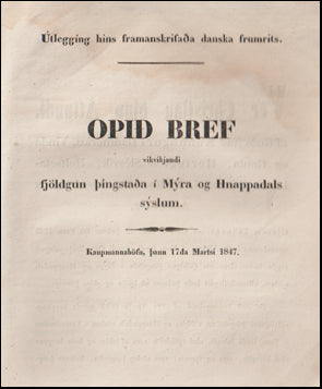 Fjöldgun þíngstaða í Mýra og Hanppadals sýslum # 57635