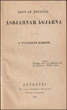 Brot af æfisögu Ásbjarnar Ágjarna # 58137