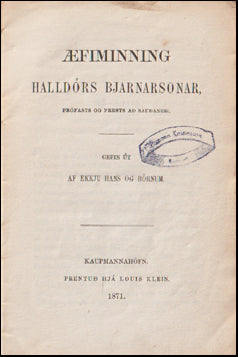 Æfiminning Halldórs Bjarnarsonar prófasts # 59030