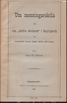 Um menningarskóla eða um „lærða skólann“ í Reykjavík # 59573