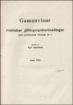 Gamanvísur. Pólitískur giftingargrútarbræðingur # 59778