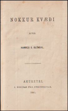 Nokkur kvæði eptir Hannes S. Blöndal # 59796