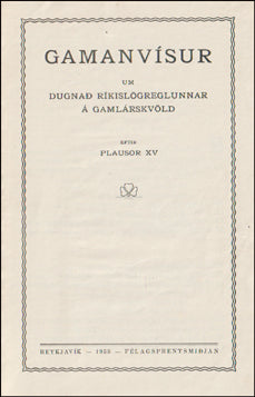 Gamanvísur. Um dugnað ríkislögreglunnar # 59822