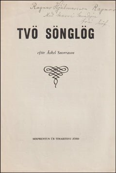 Tvö sönglög eftir Áskel Snorrason # 60104
