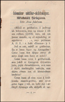 Íslenzkur nútíðar-skáldskapur # 60260