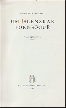 Um íslenzkar fornsögur # 60683