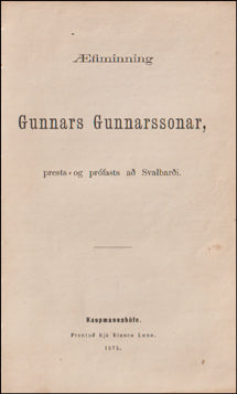 Æfiminning Gunnars Gunnarssonar prests # 86414