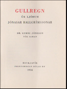 Gullregn úr ljóðum Jónasar Hallgrímssonar # 79597
