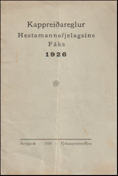 Kappreiðareglur Hestamannafjelagsins Fáks # 62647