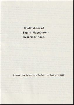 Brudstykker af Sigurd Magnússons livserindringer # 62949