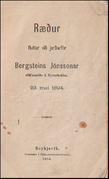 Ræður fluttar við jarðarför Bergsteins Jónssonar # 63659