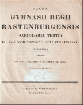 Sacra gymnasii regii Rastenburgensis # 65093