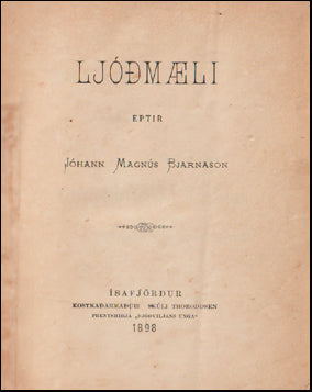 Ljóðmæli eptir Jóhann Magnús Bjarnason # 66023