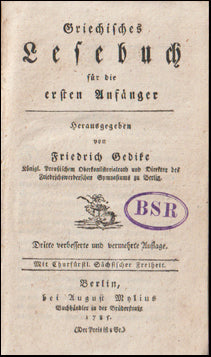 Grechisches Lesebuch für die ersten Anfånger # 66452