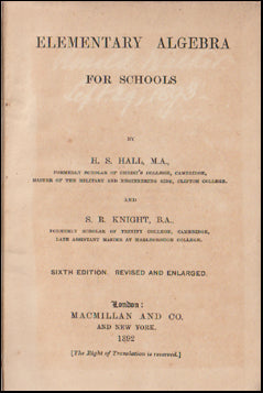 Elementary Algebra for Schools # 66623