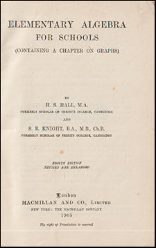 Elementary Algebra for Schools # 66837