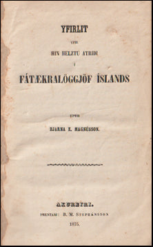 Yfirlit yfir hin helztu atriði í fátækralöggjöf Íslands # 67295