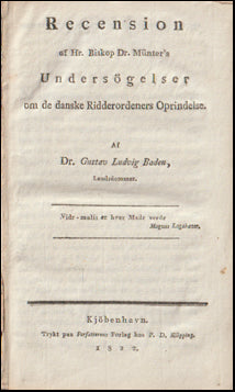 Recension af Hr. Biskop Dr. Münter´s # 67340
