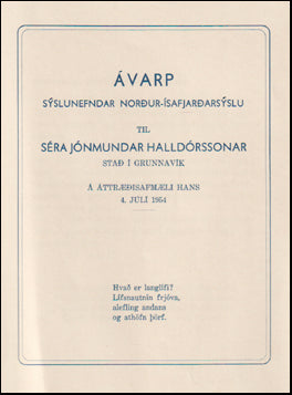 Ávarp Sýslunefndar Norður-Ísafjarðarsýslu # 68137
