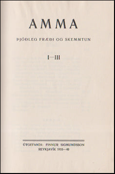 Amma. Þjóðleg fræði og skemmtun I-III # 68391