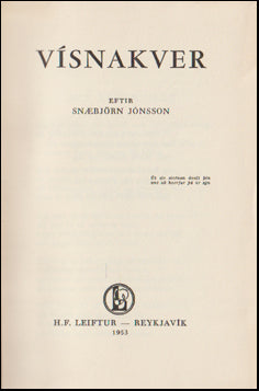 Vísnakver Snæbjarnar Jónssonar # 68518