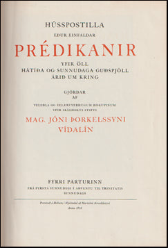 Hússpostilla eður einfaldar prédikanir # 69147