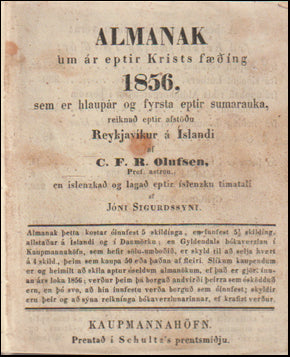 Almanak um ár eptir Krists fæðing 1856 # 70038