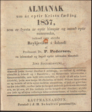 Almanak um ár eptir Krists fæðing 1857 # 70039