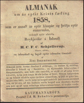 Almanak um ár eptir Krists fæðing 1858 # 70040