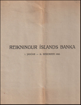 Reikningur Íslands Banka 1920 # 70649