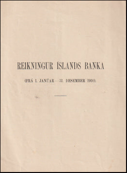 Reikningur Íslands Banka 1910 # 70653