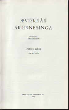 Æviskrár Akurnesinga I-IV # 71447