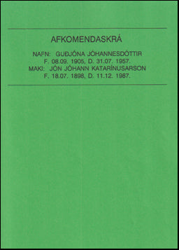 Afkomendaskrá Guðjónu og Jóns Jóhanns # 71474