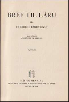 Bréf til Láru frá Þórbergi Þórðarsyni # 85074